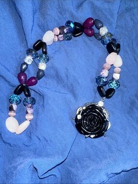 Dream Fairy Rose HangCharm (Rose Quartz,Sapphire,Dream Amethyst, Lilac Catās Eye